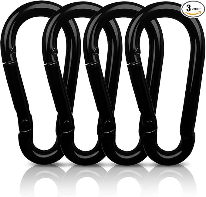 AUTMATCH Carabiner Clips, 3" Spring Snap Hook Caribeener Clips Buckle Heavy Duty Locking Carabiners Chain Quick Links, 4 Pack