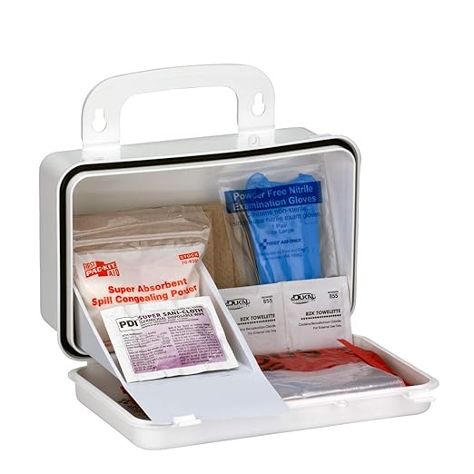 First Aid Only 6021 21-Piece Body Fluid Clean Up Kit, Commercial Cleaning Equipment for Spills in Weatherproof Plastic Case, White