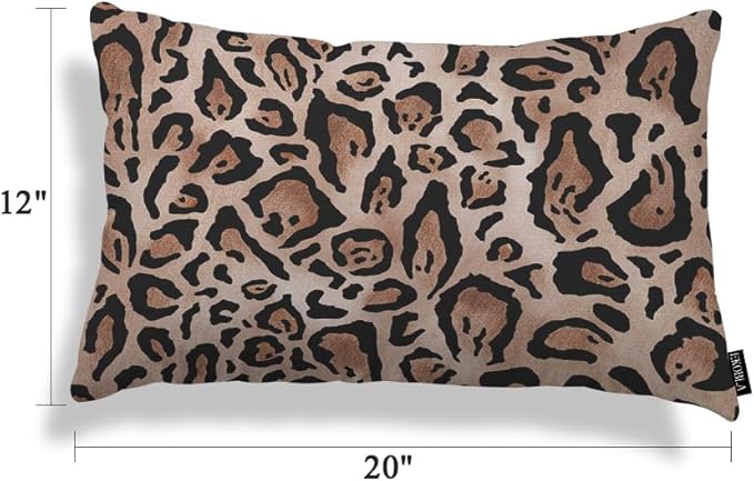EKOBLA 12"x20" Throw Pillow Cover Leopard Skin Real Jaguar Print Abstract Brown Camouflage Waist Lumber Cotton Linen Cushion Cover Oblong Rectangle Pillowcase for Men Women Home Decoration