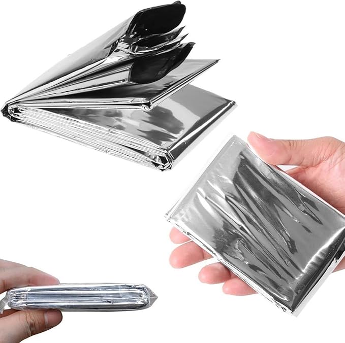 Emergency Foil Blanket (Pack of 50), Survival Thermal Mylar Blankets Individually Packaged Perfect for Outdoors, Hiking, Marathons or First Aid