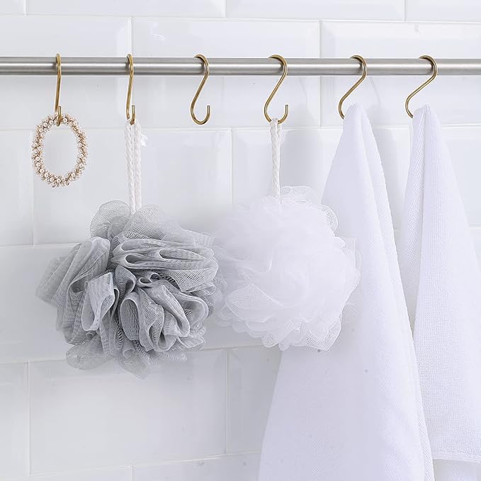 Evanda Gold S Hooks for Hanging Pack of 30, Heavy Duty Stainless Steel Titainium Plating Metal Mutil Purpose Hanger for Kitchen Pans, Pots, Utensils Tooks, Cups, Mugs, Clothes, Bags, Towels, Plants