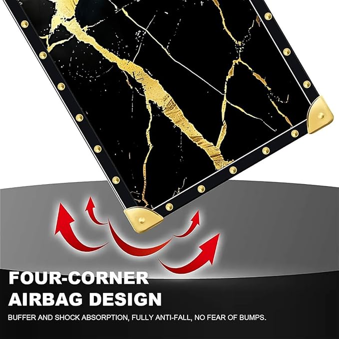 for iPhone 17 Air Case Luxury Golden Decoration for Girl Women Soft TPU Shockproof Protective Hard PC Back for iPhone 17 Air Crazy Pattern Black Gold Marble Nature