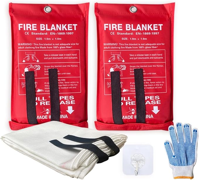 Leberna Emergency Fire Blanket for Home and Kitchen - 2 Pack - Fire Blankets Emergency for Home Safety 40" x 40" - Suppression Shield Retardant Fiberglass Welding Fireproof Cloth Towel