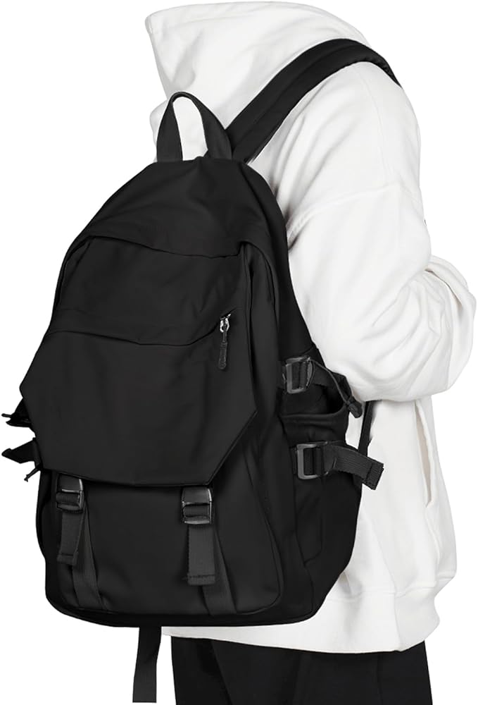 coowoz Casual Daypack Large upgraded version College Laptop Backpack for Men Women Water Resistant Lightweight School Bag Travel Rucksack for Sports High School Middle Bookbag for girls Size L(Black)