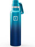 IRON °FLASK Camping & Hiking Hydration Flask with Spout, Narrow Mouth Insulated Stainless Steel Sports Water Bottle - Dark Night 24 oz - Spout (1 Lid)