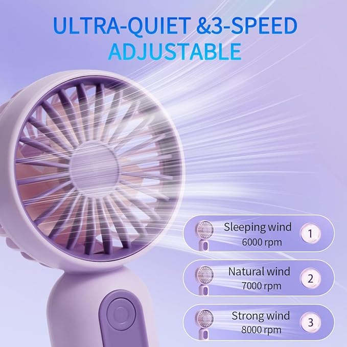 VanSmaGo 6 Pack Mini Handheld Fans, USB Rechargeable Personal Fan Set with 3 Speeds, Small Portable Fans for Group Travel, Classroom, Event Bags, Office Sharing, Team Gifts