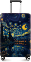 ANNA QUEEN Starry Night Art Luggage Cover, Van Gogh Inspired Suitcase Protector, Washable Stretchable Travel Sleeve for 28-30 Inch Luggage