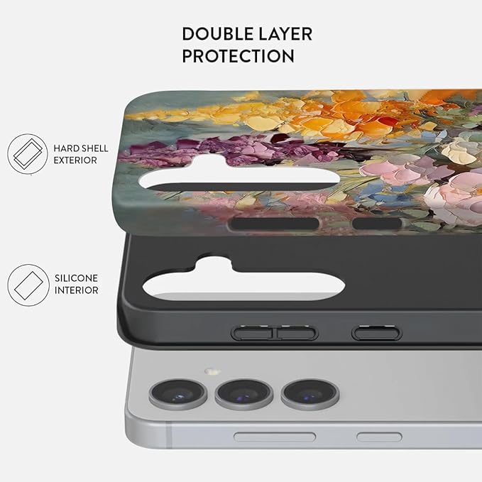 Compatible for Samsung Galaxy S26 Plus 5G Case, Dual Layer Heavy Duty 2 in 1 Shockproof Protective Phone Case,Oil Painting Flowers