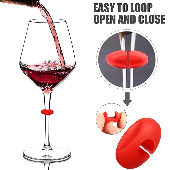 Floating Wine Glasses for Pool with Charms Tags, Pool accessories for adults, Shatterproof Poolside Wine Glasses, Floating Cup With Stem, Unbreakable Wine Cup & BPA-free (16 Oz, Set of 6)