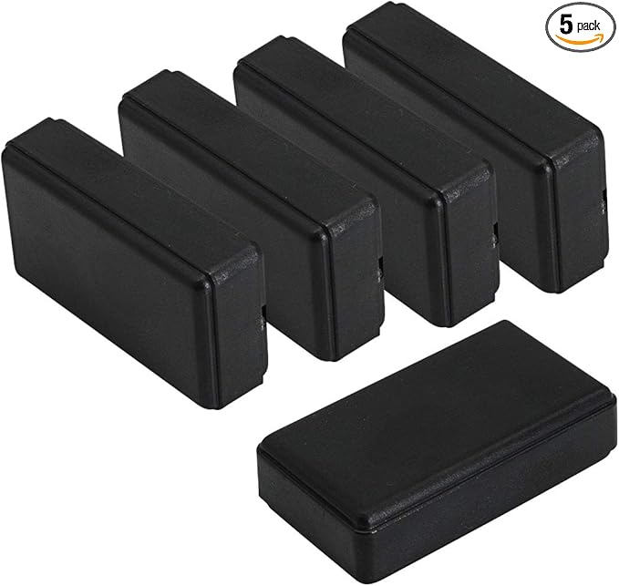 LeMotech 5Pcs ABS Plastic Electrical Project Case Power Junction Box, Project Box Black 2.0 x1.1x 0.6 inch (50 x 28 x 15 mm)