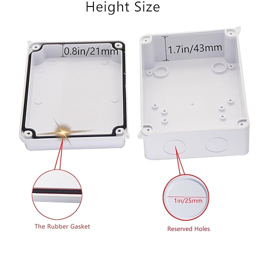 Junction Box Dustproof Waterproof IP65 ABS Plastic Electrical Boxes, Indoor & Outdoor Electrical Power Cord Enclosure Universal Project Box DIY Case White 5.9 x 4.3 x 2.8 inch(150x110x70mm)