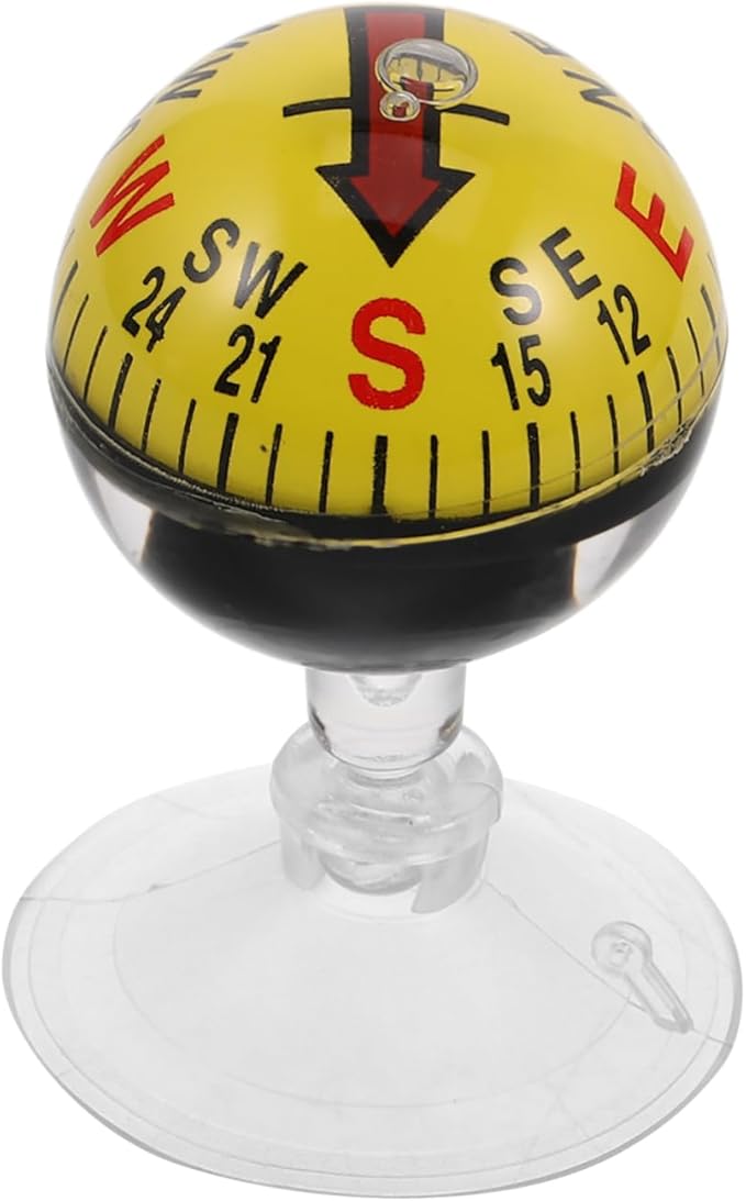 Car Guide Ball Compass with Strong Suction Cup 2.83In Portable Vehicle Compass for Automotive Interior Navigation and Outdoor Use