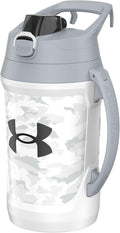 Under Armour Half Gallon Water Bottle Insulated, 64oz Insulated Water Bottle with Handle, Fence Hook, Leak Resistant, for Baseball, Football & More - White Woodland