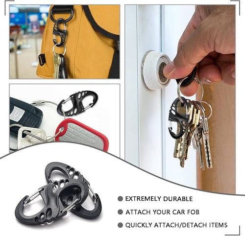 12 Pack 2" Carabiner Clip Plastic S Carabiner Clips Paracord Keychain Hooks for Key Chain Backpacks Bags Zipper Clip Accessories