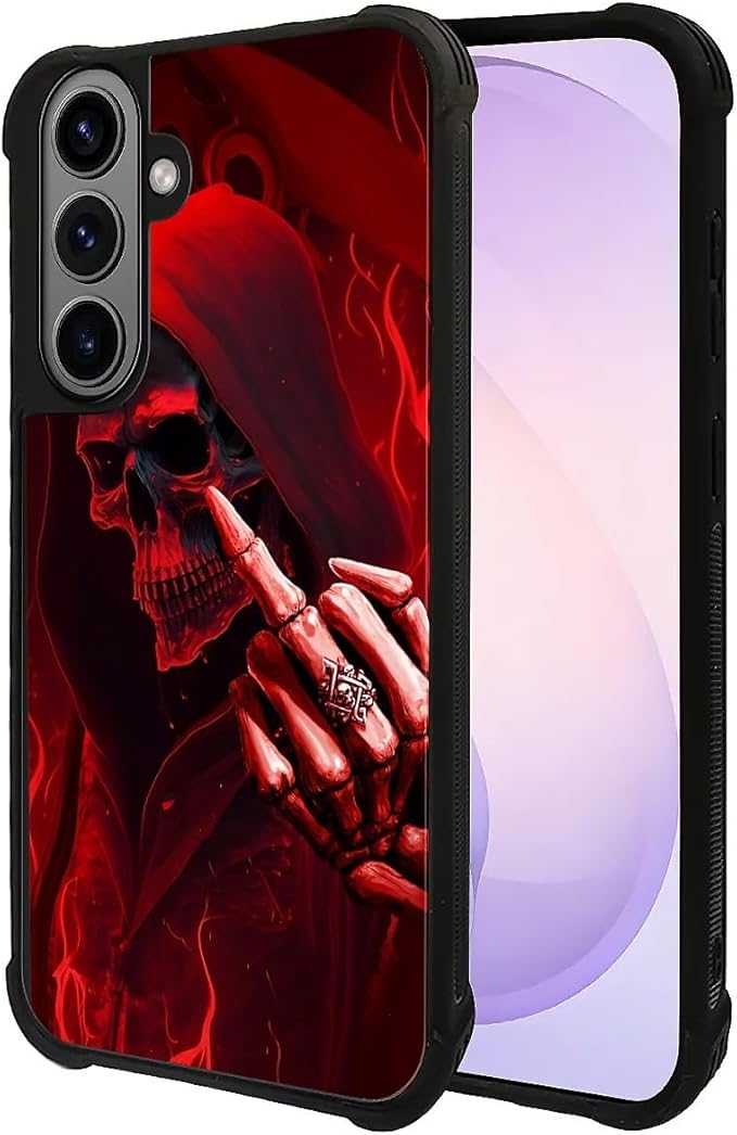 for Samsung Galaxy S26 Plus Case,Graphic Design for Girl Boy Soft Silicone Hard Acrylic Shock Protection Designed for Samsung Galaxy S26 Plus Gestures Funny Skull Pattern
