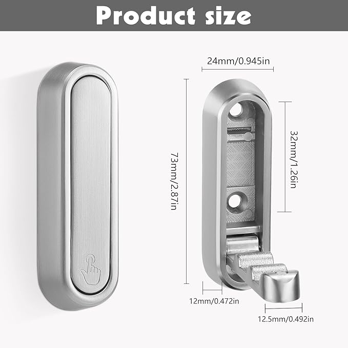 Dntorx Folding Coat Hooks, 2 Pcs Foldable Silver Wall Hooks Heavy Duty Foldable Hook Bathroom Towel Hooks Robe Hooks Wall Mounted for Hanging Coat Towels Clothes Hat Bags Keys