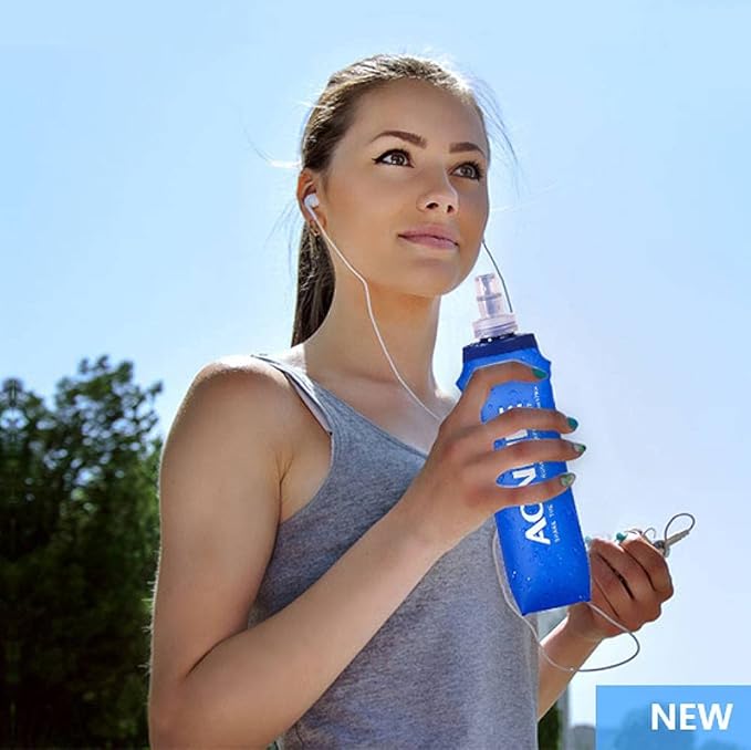 AONIJIE TPU Soft Flask Water Bottle Collapsible Running Flask for Hydration Pack, BPA Free, Wide Opening, for Outdoor Sports Hydration