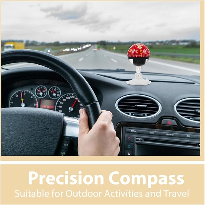 SOLUSTRE Portable Car Compass with Suction Cup Dashboard Digital Compass for Windshield Marine Outdoor Navigation