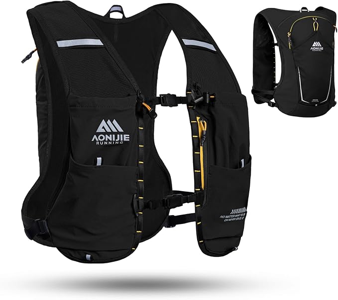 AONIJIE Running Hydration Vest for Men & Women, 8L Hydration Backpack, Multiple Pocket Designs for Water Bottles/Bladders, Lightweight Breathable for Hiking, Climbing, Marathon & Cycling