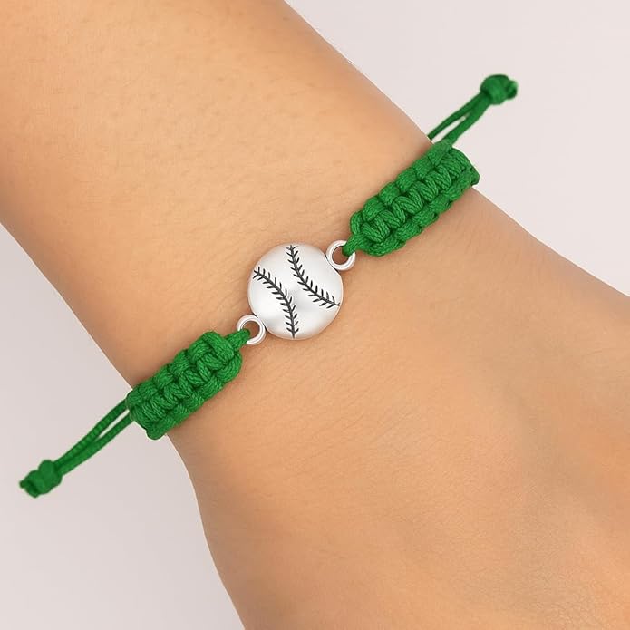 Sportybella - Baseball Bracelet, Baseball Jewelry, Adjustable Braided Baseball Bracelet, Baseball Gifts, Baseball Accessories