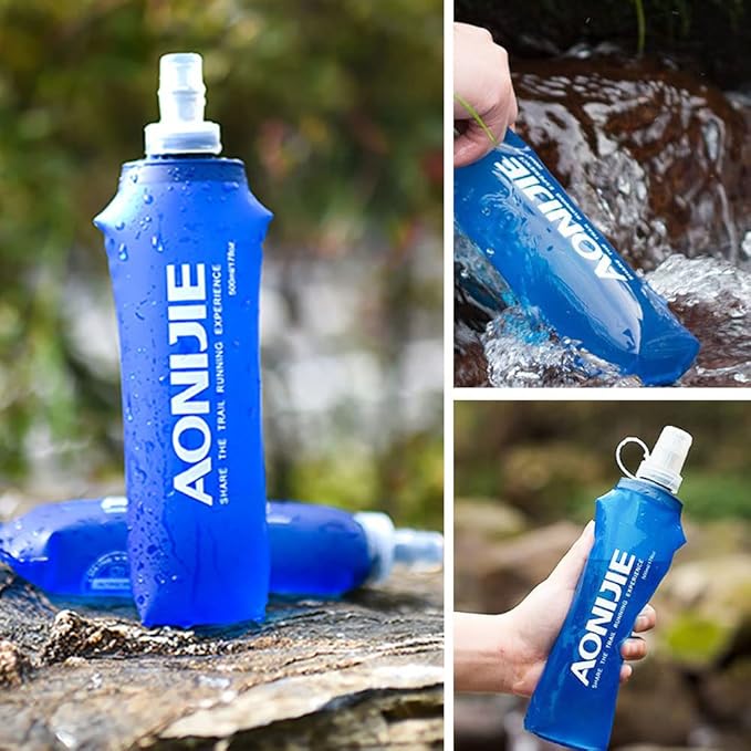 AONIJIE 2 Pack 250ML Collapsible TPU Soft Flask for Outdoor Sports Hydration Lightweight Folding Water Bottles for Running Hiking Cycling (A#250ml - 2 Pcs)