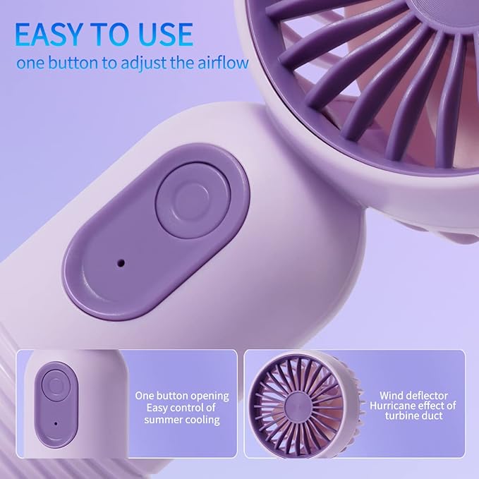 Mini Portable Fan 6 Pack, Cute Handheld Battery Operated Lightweight Small Personal Fans with 3 Speeds and USB Rechargeable Eyelash Fan for Stylish Girl Kids Women Men Office Outdoor Travel Camping