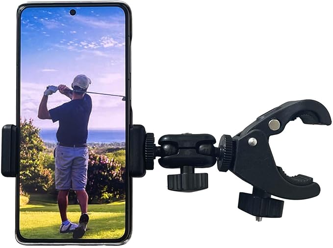 Phone Holder with Clamp，Cell Phone Holder Mount Clip for Golf Cart,Wheelchair Walker,Universal Phone Mount Holder.
