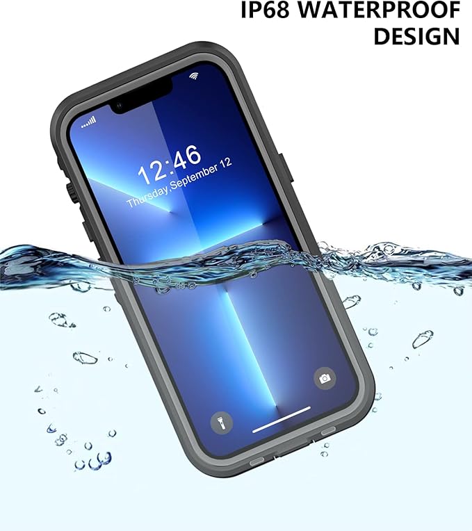 Protebox for iPhone 13 Pro Max Waterproof Case with Built-in Screen Protector, Shockproof Dustproof Full Body Protective IP68 Waterproof Phone Case for iPhone 13 Pro Max 6.7 inch (Black/Clear)