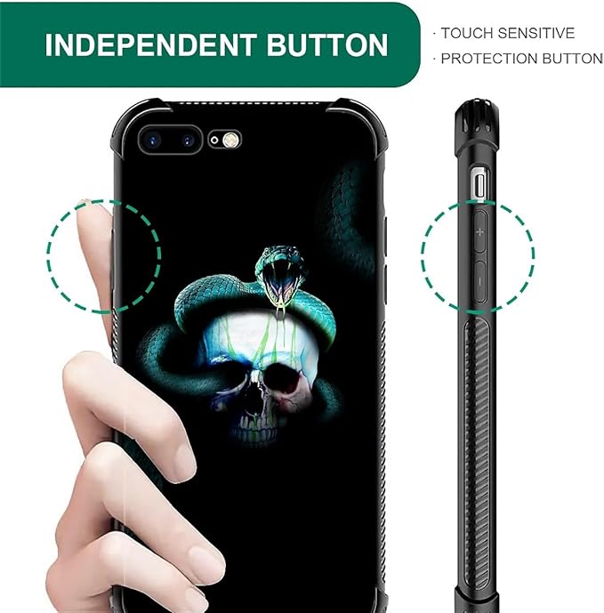 for iPhone 7/8 Case, Skeleton Winding Snake Pattern Graphic Design Girl Boy Soft Silicone Hard Acrylic Shock Protection for iPhone 7/8