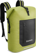 Gonex Ultralight Waterproof TPU Backpack, 35L Roll Top Dry Bag with Comfortable Padded Back Panel for Kayaking Boating Camping Fishing Travel,Green