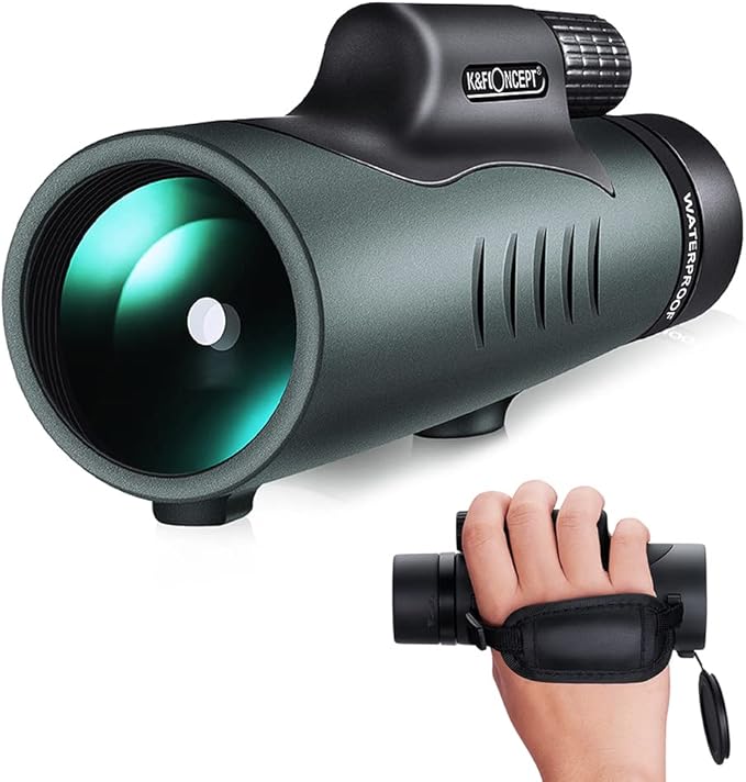 K&F Concept HD 12X42 Monocular Telescope for Smartphone, High Power Monoculars for Adults, BAK4 Prism IP68 Waterproof Compact Monocular Scope for Bird Watching Hunting with Hand Strap
