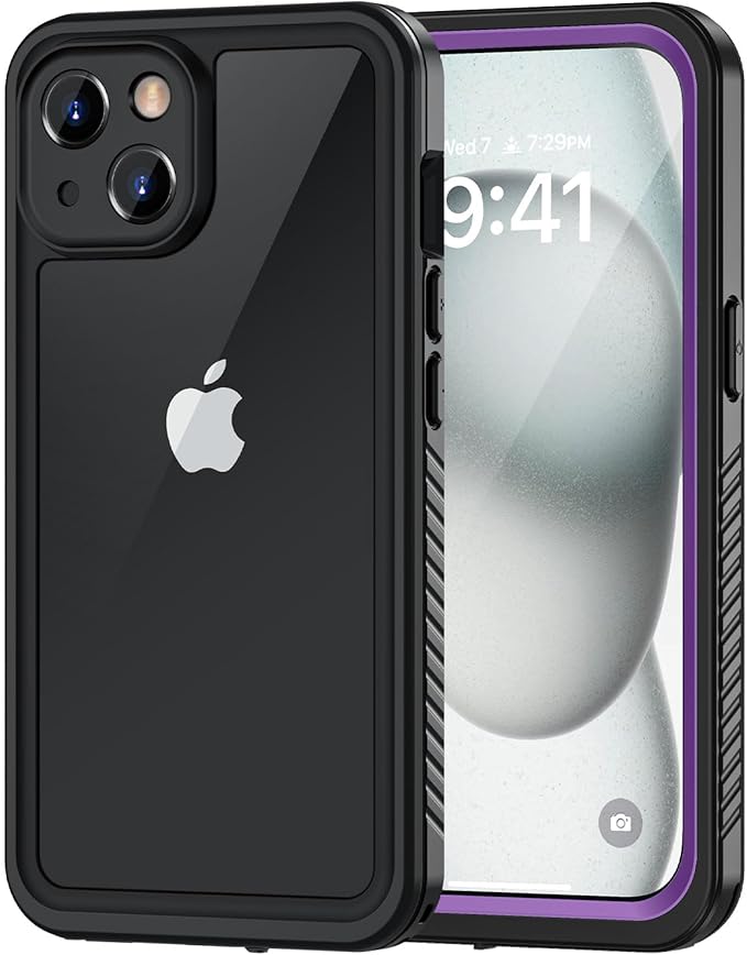 Lanhiem for iPhone 15 Plus Case, IP68 Waterproof Dustproof Shockproof Cases with Built-in Screen Protector, 360 Full Body Protective Front and Back Cover for iPhone 15 Plus - 6.7 inch (Purple)