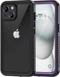 Lanhiem for iPhone 15 Plus Case, IP68 Waterproof Dustproof Shockproof Cases with Built-in Screen Protector, 360 Full Body Protective Front and Back Cover for iPhone 15 Plus - 6.7 inch (Purple)