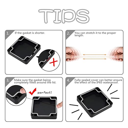 LeMotech ABS Plastic Electrical Project Case Power Junction Box, Project Box Black 3.27"x3.19"x2.2"(83 x 81 x 56mm)(Pack of 2)