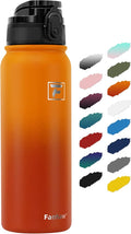 Fanhaw 20 oz Insulated Stainless Steel Water Bottle with Anti-Dust Chug Lid, Leakproof Vacuum Metal Bottle for Kids, Women & Men (Yellow Orange)