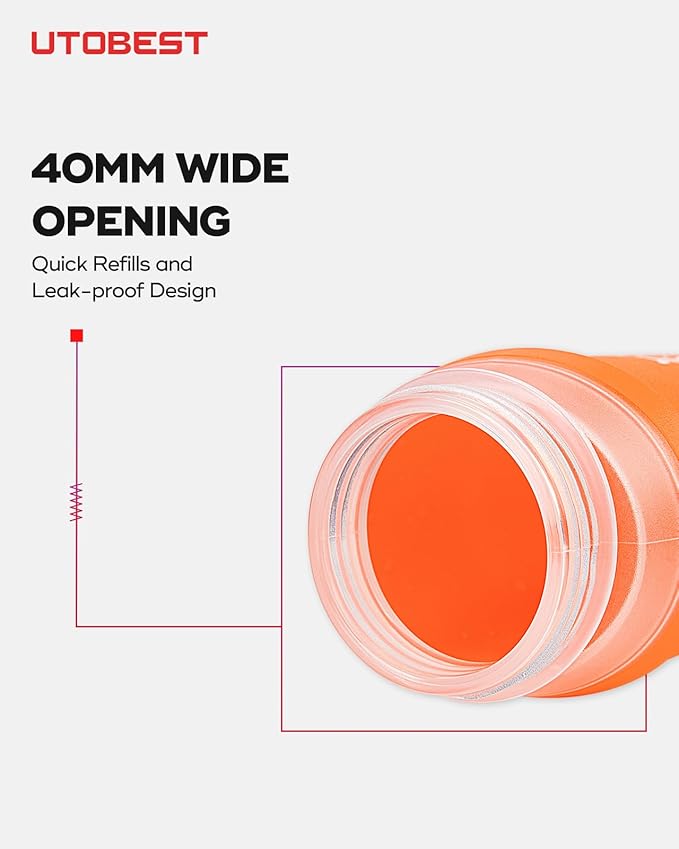 UTOBEST Soft Flask Collapsible Running Water Bottle, Flexible TPU Folding Bottles for Hydration Pack for Hiking Cycling (Orange-500ml*2)