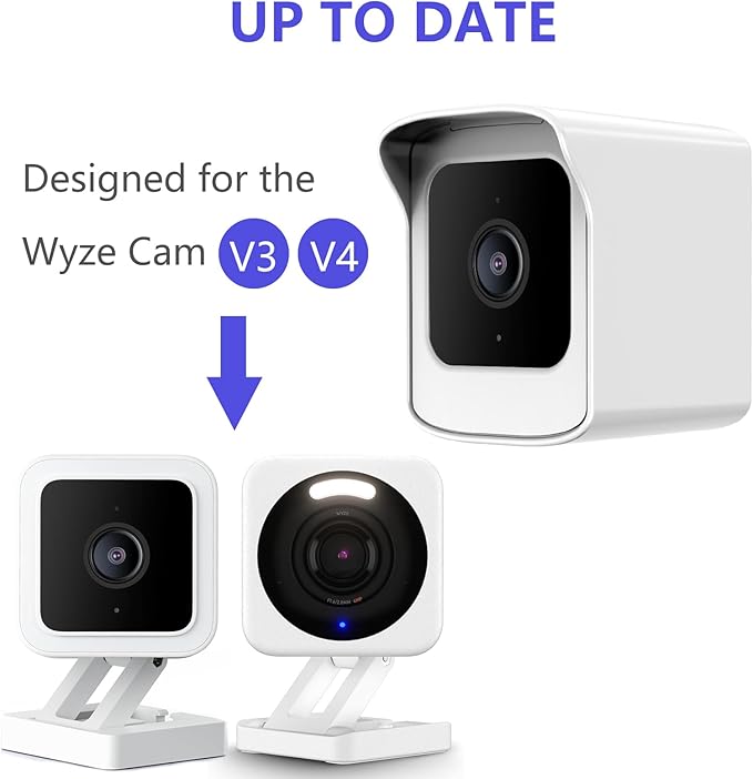 PEF Mount for All-New Wyze Cam V4 and V3, Weatherproof Protective Cover and 360 Degree Adjustable Wall Mount Solid Housing for Wyze V4 and V3 Outdoor Indoor Smart Home Camera System (White, 2 Pack)