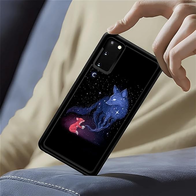 for Samsung Galaxy S20 Case, Galaxy Fox Wolf Pattern Graphic Design Girl Boy Soft Silicone Hard Acrylic Shock Protection for Samsung Galaxy S20