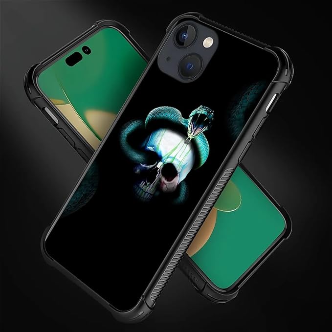 for iPhone 14 Plus Case, Skeleton Winding Snake Pattern Graphic Design Girl Boy Soft Silicone Hard Acrylic Shock Protection for iPhone 14 Plus