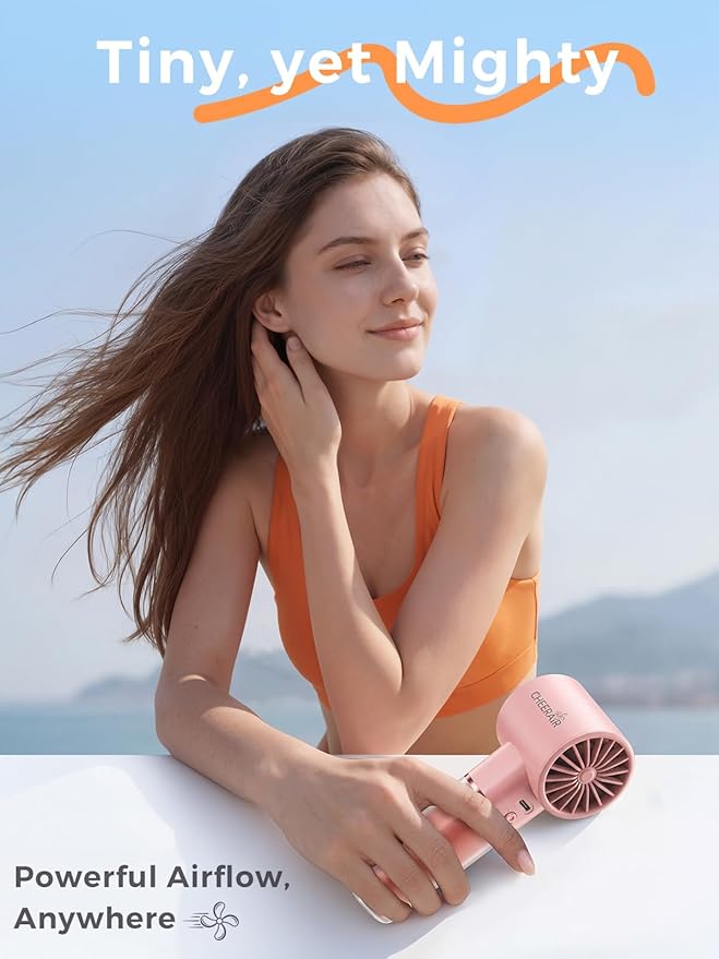 Handheld Portable Fan, 6-Speed Powerful Mini Personal Fan, Rechargeable 5000mAh Battery with Up to 15 Hours Runtime, Pocket Turbo Fan with Smart LED Display, Ideal for Travel, Camping, Makeup
