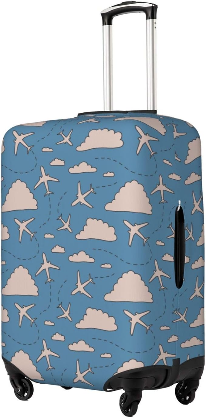 Airplane and Cloud Print Elastic Luggage Cover, Suitcase Protector For Travel (Fits 22-24 Inch Luggage)