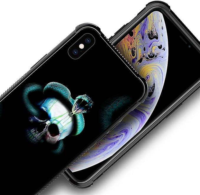 for iPhone Xs Max Case, Skeleton Winding Snake Pattern Graphic Design Girl Boy Soft Silicone Hard Acrylic Shock Protection for iPhone Xs Max