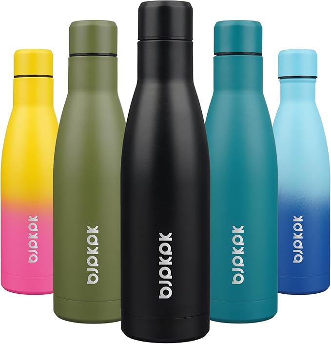 BJPKPK 17oz Insulated Water Bottles Stainless Steel Sports Water Bottles Keep Cold and Hot for Travel Dishwasher Safe,Midnight Black