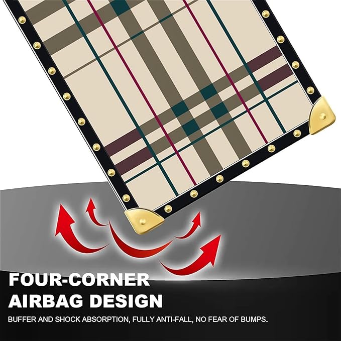 Compatible with iPhone 16 Plus Case, Black Red Beige Stripes Luxury Golden Decoration for Girl Women Soft TPU Shockproof Protective Hard PC Back