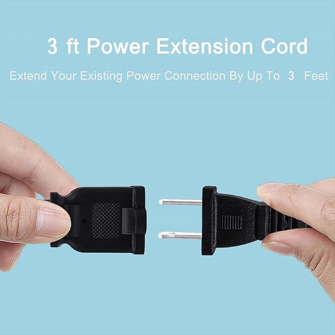 3 FT Extension Cord,2-Prong Small and Thin Extension Cords Male-Female Power Cable for NEMA 1-15P to NEMA 1-15R Cable Polarity,Short Extension Cord Black
