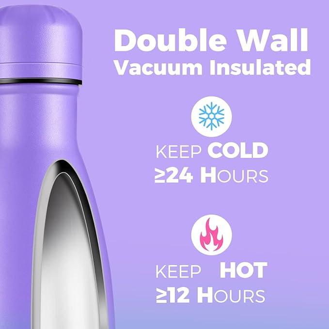Volhoply 17oz Insulated Water Bottles MultiPack, BPA Free Water Bottle for Kids, Gym, Travel, Sports, Available in Packs of 1, 4, or 8（Mix,4 Pack）