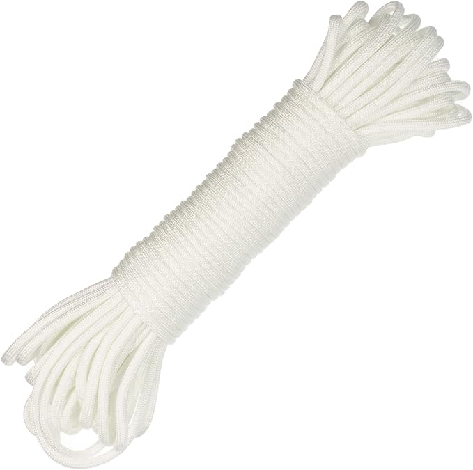 Paracord Planet Solid Color 550lb Paracord – 7 Strand Type III Nylon Cord for Indoor and Outdoor Tasks – White (10 ft)
