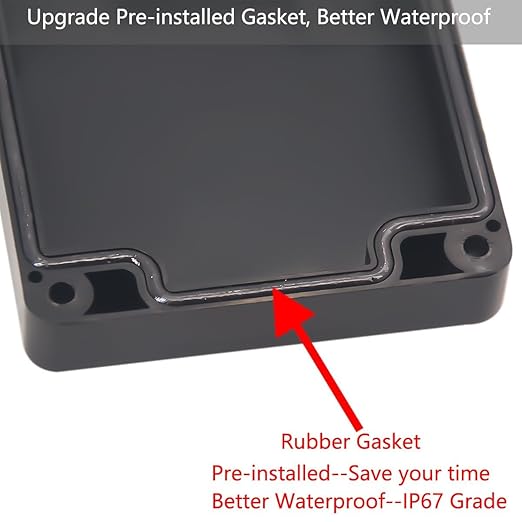 Watertight Junction Box, IP67 Waterproof Project Box Durable ABS Plastic Electronic Enclosure Case for DIY Electrical Project with Wall Fixed Ear 5.91" x 3.94" x 1.73"(150 x 100 x 44 mm)