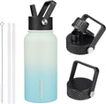 BJPKPK Insulated Water Bottles with Straw Lid, 27oz Stainless Steel Water Bottle with 3 Lids, Leak Proof BPA Free Metal Thermo, Mugs, Tumblers, Keep Cold Hot - Mint
