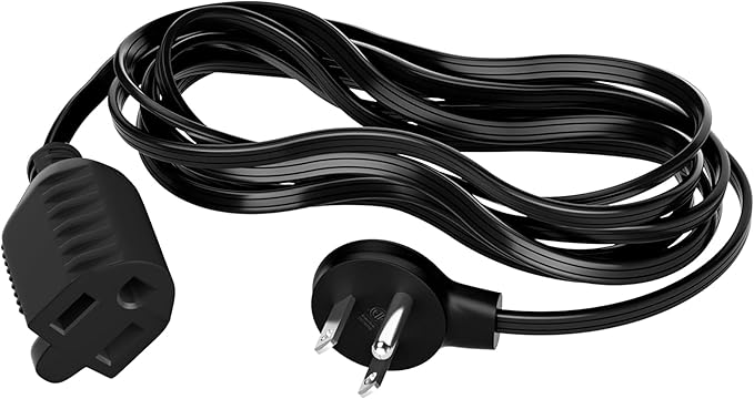 Elecan Flat Plug Extension Cord 12 Ft with Slim Space-Saving Plug Design, Thin Flat Cable Low Profile Power Cord 3 Prong Grounded Wire, 16 Gauge 13 A/125 V-Black-ETL Certified